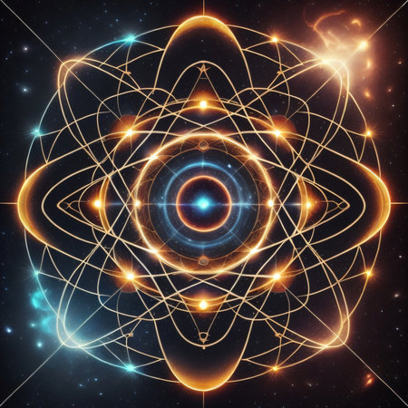 Abstract sacred geometry symbol, computer generated abstract background, 3D renderingの素材