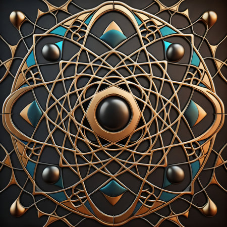 3D rendering, abstract background with golden ornament, computer generated imageの素材