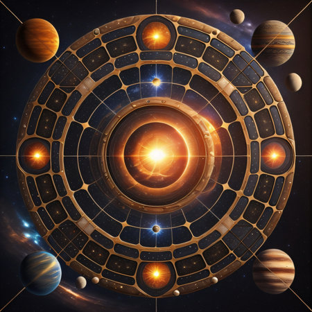 Planets in space. Solar system. Cosmos art. 3d renderの素材