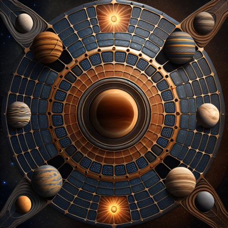 Planets of the solar system in space. 3d render.の素材
