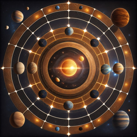 Planets in space. Solar system. Cosmos art. 3d renderの素材
