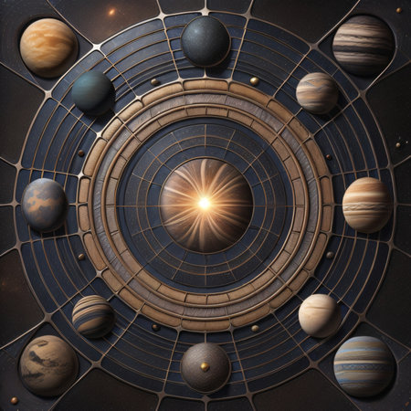 Solar system with planets and stars in space. 3D illustration.の素材