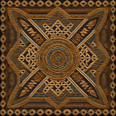 Oriental pattern on a wooden background. 3d illustration.の素材