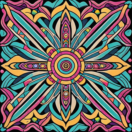 Colorful ethnic patterned background. Arabesque vector ornament. Aztec styleの素材