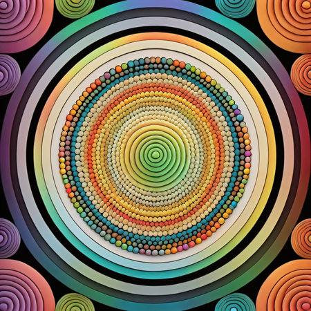 abstract colorful background with circles and spirals in rainbow colors, vector illustrationの素材