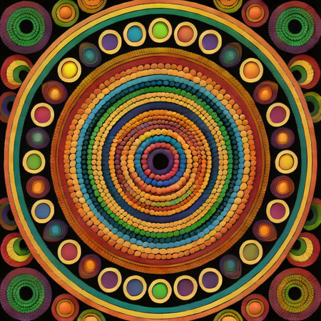 Abstract colorful circle background. Vector illustration. Psychedelic design.の素材