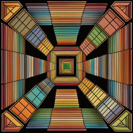 Illustration of an abstract background with a lot of colorful boxes.の素材