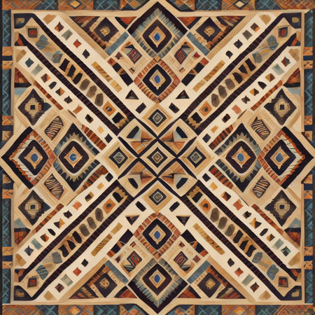 Geometric African patterns. Ethnic ornament on the carpet. Aztec style. Tribal ethnic vector texture. Embroidery on fabric. Indian, Mexican, folk patterns. Quilting, patchwork, jacquard.の素材