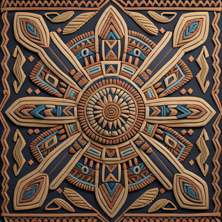 3d rendering of abstract background with ethnic and tribal motifs.の素材
