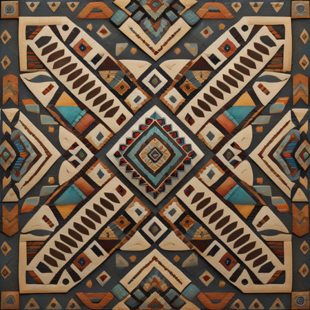 Geometric African patterns. Ethnic ornament on the carpet. Aztec style.の素材