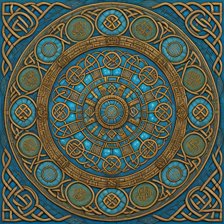 Arabic pattern on a blue background. 3d render. Computer digital drawing.の素材