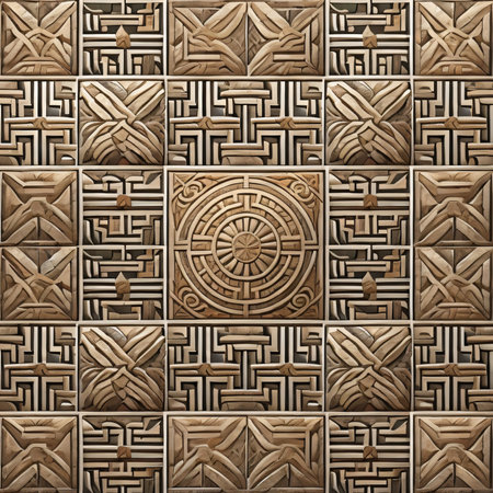 Digital tile design. Colorful ceramic wall tiles decoration. 3D render.の素材