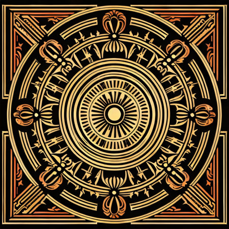 Oriental pattern on a black background. Vector illustration for your designの素材