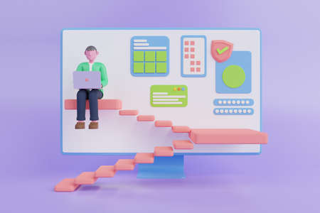 3d lock and password field. Password protected secure login concept.Data security and privacy...