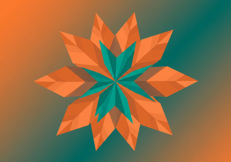 Vector illustration of orange snowflake on gradient background. Christmas and New Year card.の素材