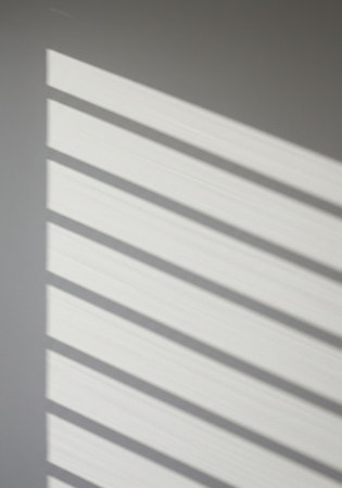 Shadow of window blinds on white wall. Abstract background for design.の素材