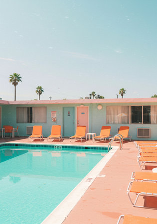 Beautiful luxury swimming pool in hotel resort - Vintage Filter and Boost up color Processingの素材