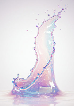 splash of water on a white background. color splashing liquidの素材