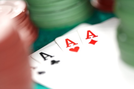 Cards and casino chips. Shallow depth of field for natural view