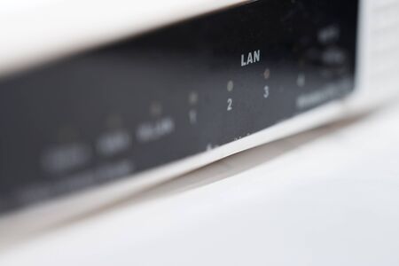Network modem. Close-up horizontal photoの写真素材