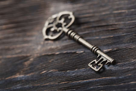 Vintage skeleton key on a table. Close-upの写真素材