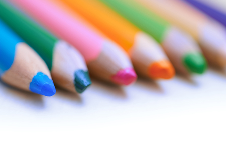 Colorful pencils in a row. Close-upの写真素材