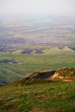 View onto the village from mountainsの写真素材