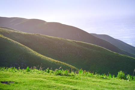Green hills landscape in England, UKの写真素材