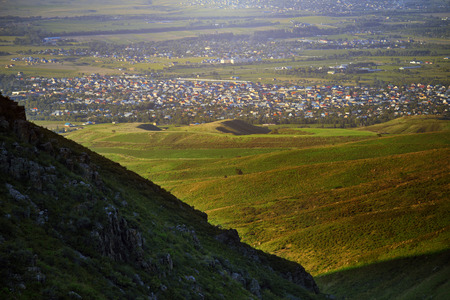 View onto the village from mountains の写真素材