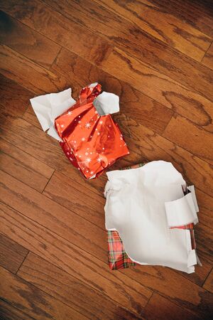 Left over Christmas gift wrapping paperの写真素材