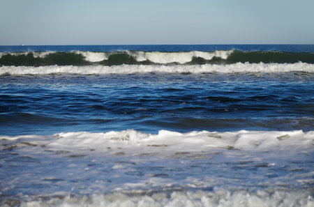 Rough water and waves in Atlantic Ocean. Florida, USAの写真素材