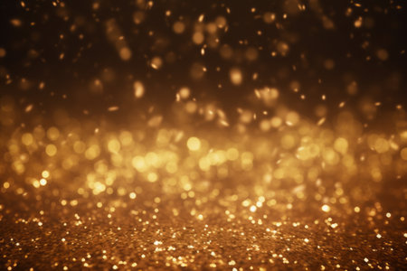 AI generated image. Abstract Christmas background. Golden glittering particlesの素材
