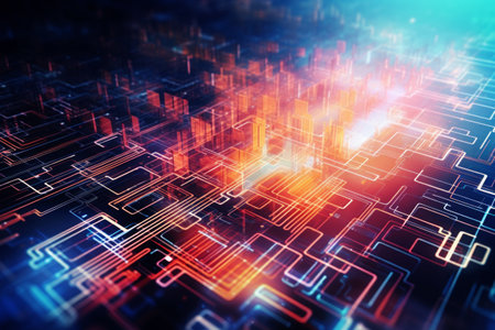 AI generated image. Abstract digital technology and artificial intelligence conceptの素材