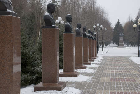 Photography monument in park of the city Belgoroda の写真素材