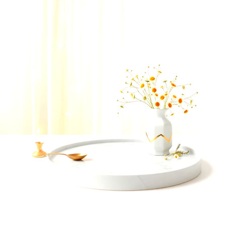 3d render of vase with dandelions on white backgroundの写真素材