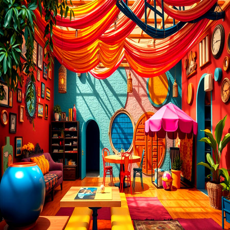 Interior of a children's cafe in the style of the 19th centuryの写真素材