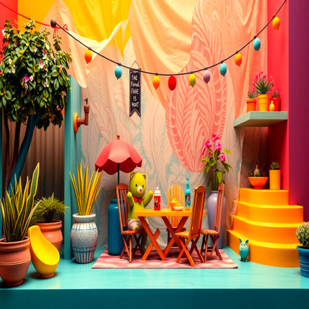 3d illustration of a children's room decorated for a party.の写真素材