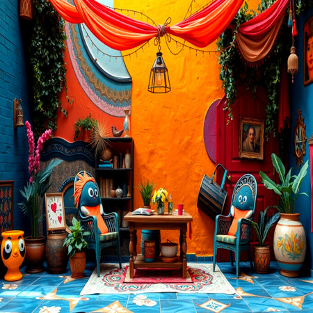 Colorful terrace of a houseの写真素材