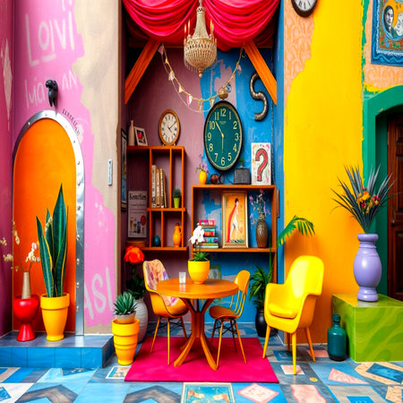 Colorful and bright interior of a childrens room with a beautiful decorationの写真素材