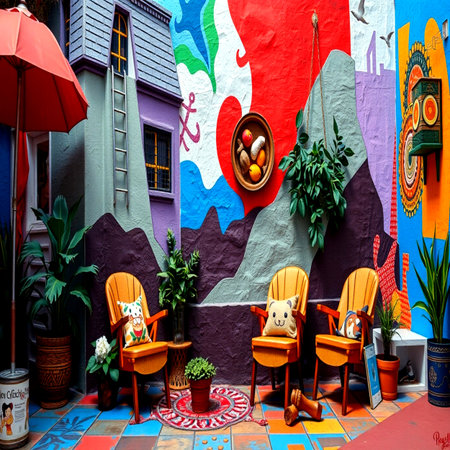 Decorated streets of Cartagenaの写真素材