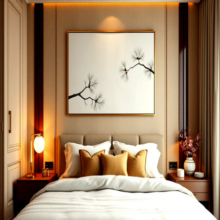 Interior of a hotel bedroom, 3d render, 3d illustrationの写真素材