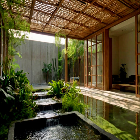 Garden in a villa in the tropics. Tropical gardenの写真素材