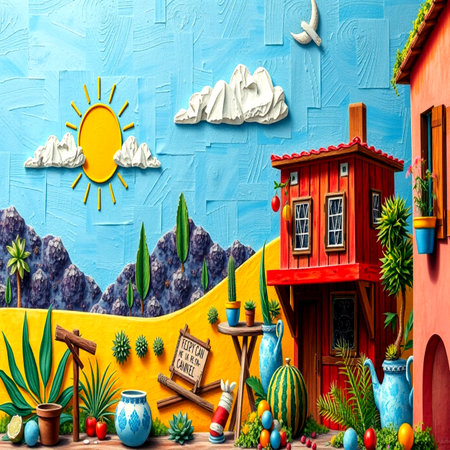 3d illustration of a small villageの写真素材