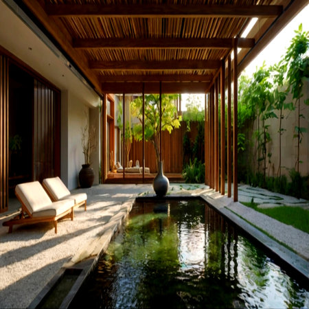 Luxury villa with swimming pool and terrace, Thailand.の写真素材