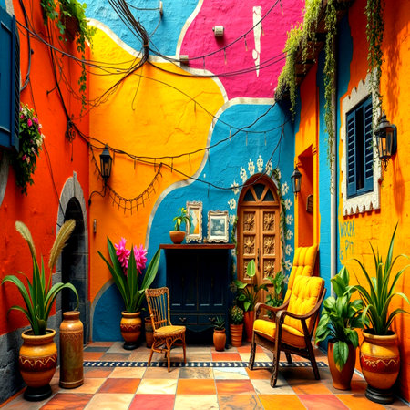 Colorful facade of a house.の写真素材