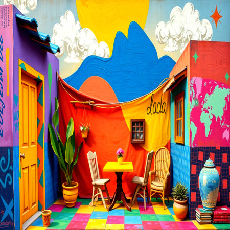 Colorful buildings in Santiago de Chileの写真素材