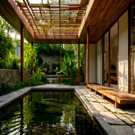 Luxury villa swimming pool in the garden, Thailand.の写真素材
