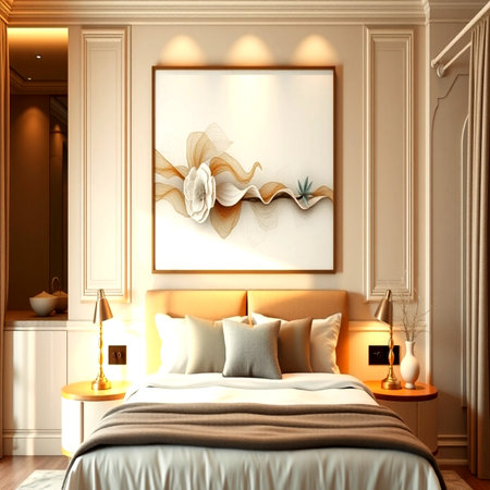 3d render interior of bedroom in classic style. 3d illustrationの写真素材