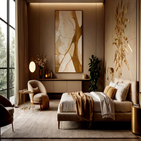 Luxury bedroom interior design. 3d rendering, 3d illustration.の写真素材