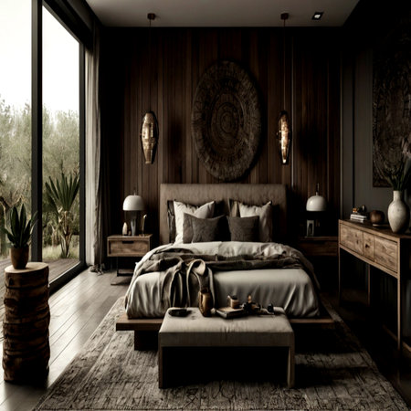 Mystical forest with path in the morning. Digital painting.の写真素材